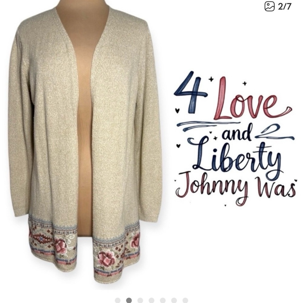 Johnny Was Beige (L) Women's Cardigan - Picture 5 of 6